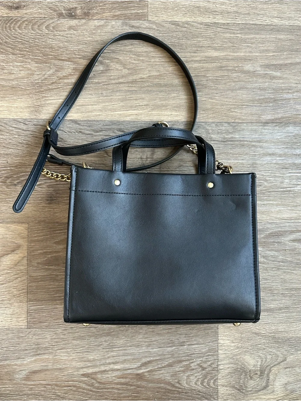 Nanette Lepore Satchel Handbag Black Gold Hardware‎ Rectangular Tote Purse